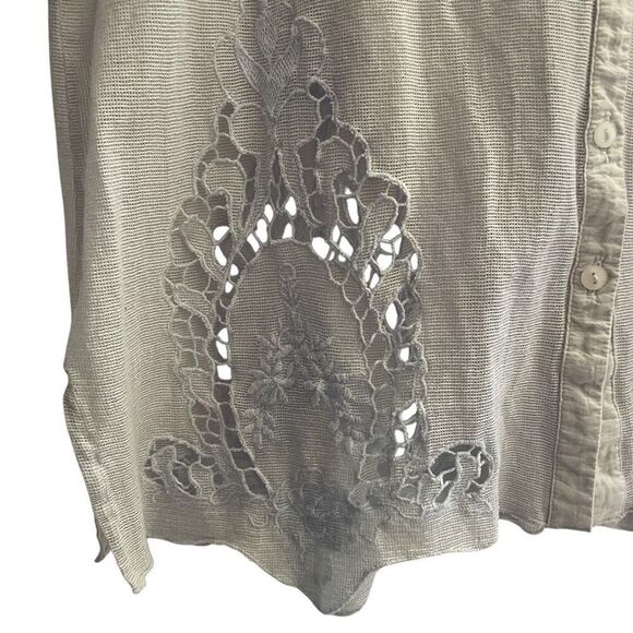 Anthropologie Meadow Rue Mesh Lace Embroidered Shirt Top Women’s Size Medium - Picture 5 of 6